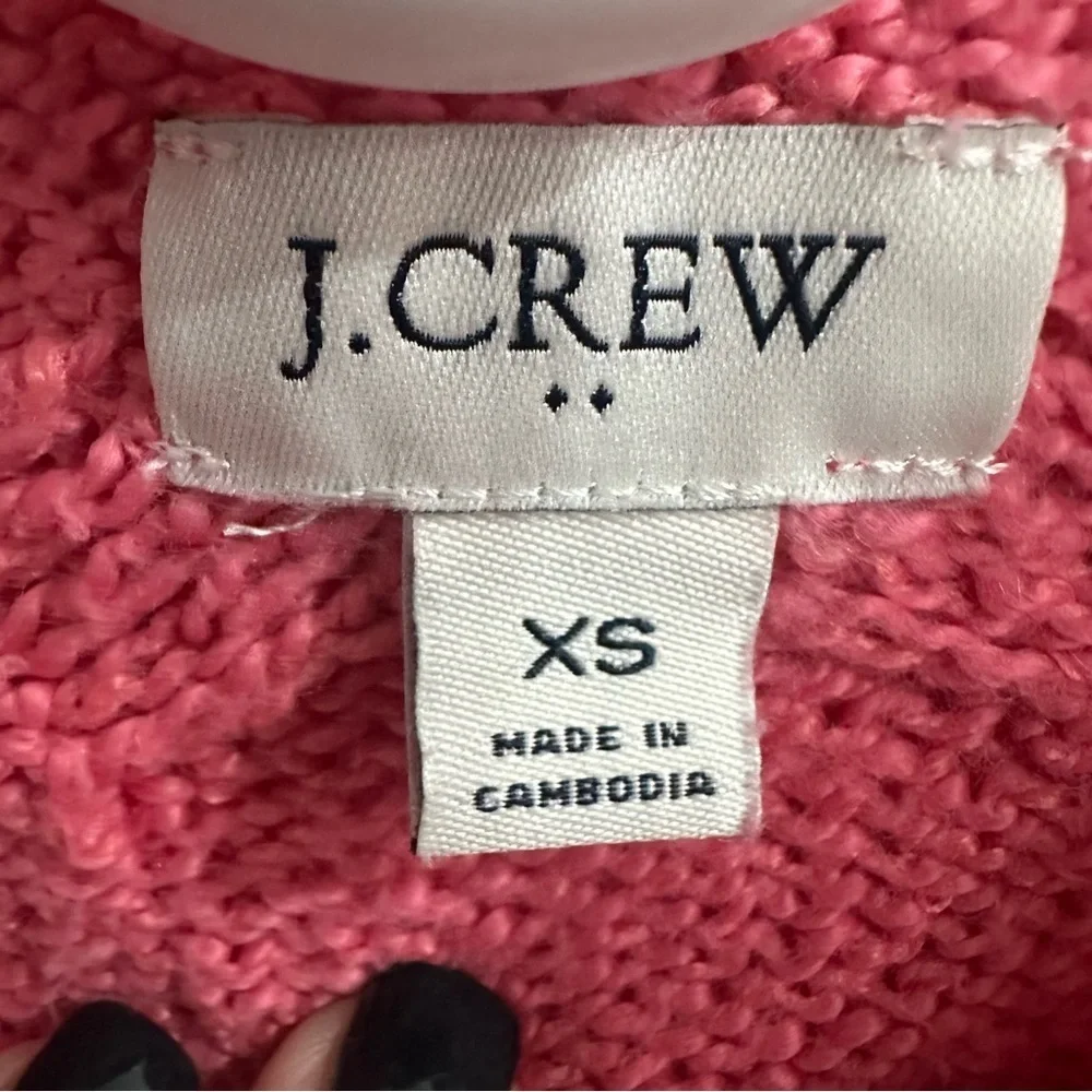 J. Crew Factory Pink Rollneck Cable Knit Sweater XS Cotton Blend HO23